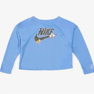 NWT Toddler Girls Nike Long Sleeve Pre-School Notebook Knit Top Size 2T Blue